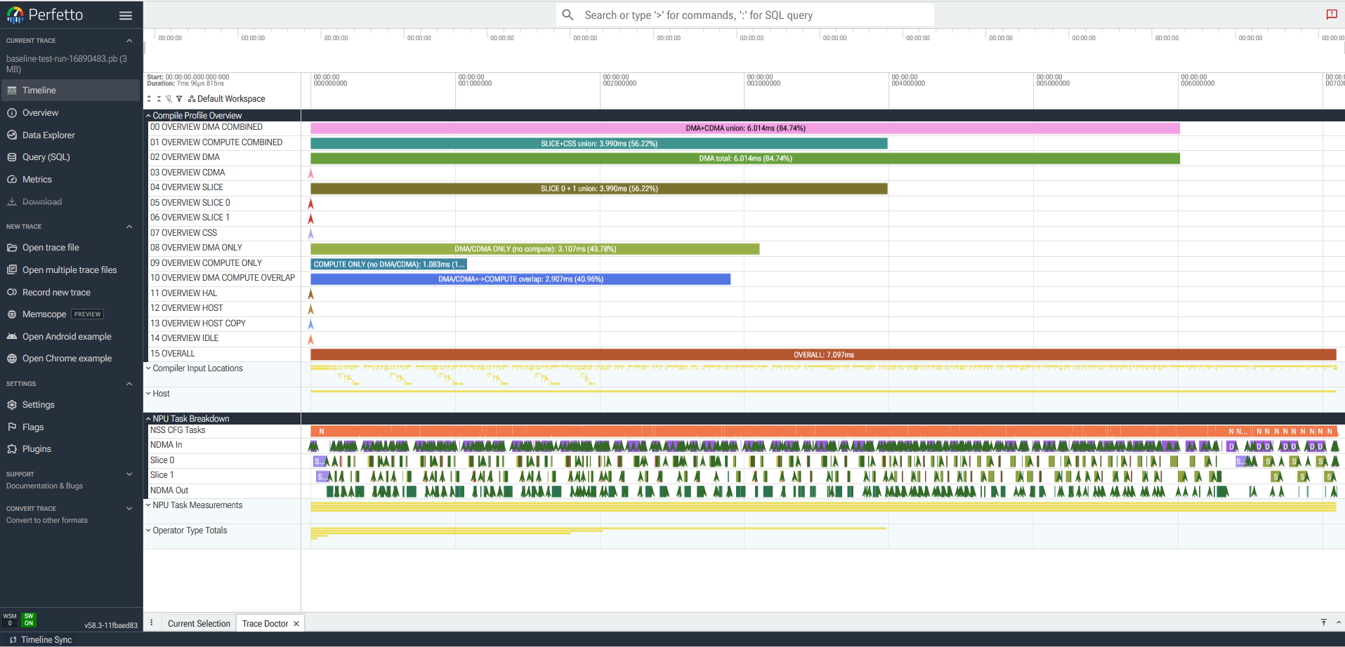 Perfetto UI showing an annotated Torq runtime trace